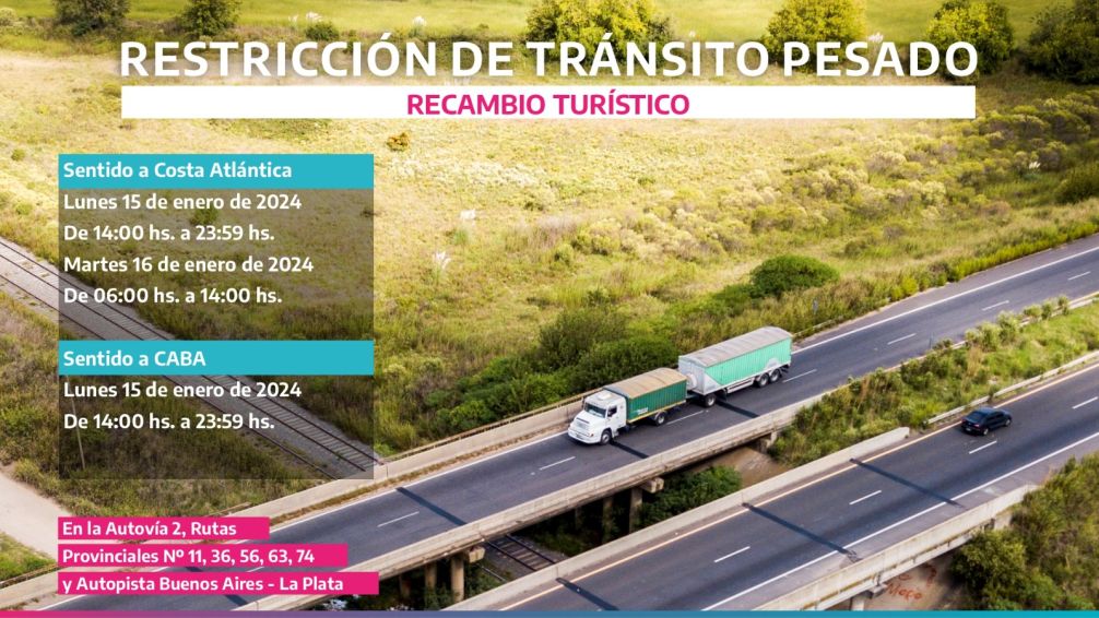 Vialidad: Restricción de camiones por recambio turístico