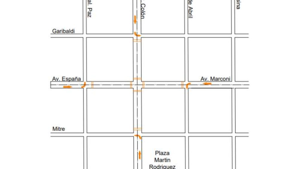 Este lunes se iniciará la repavimentación de la bocacalle de avenidas Santamarina, España, Colón y Marconi