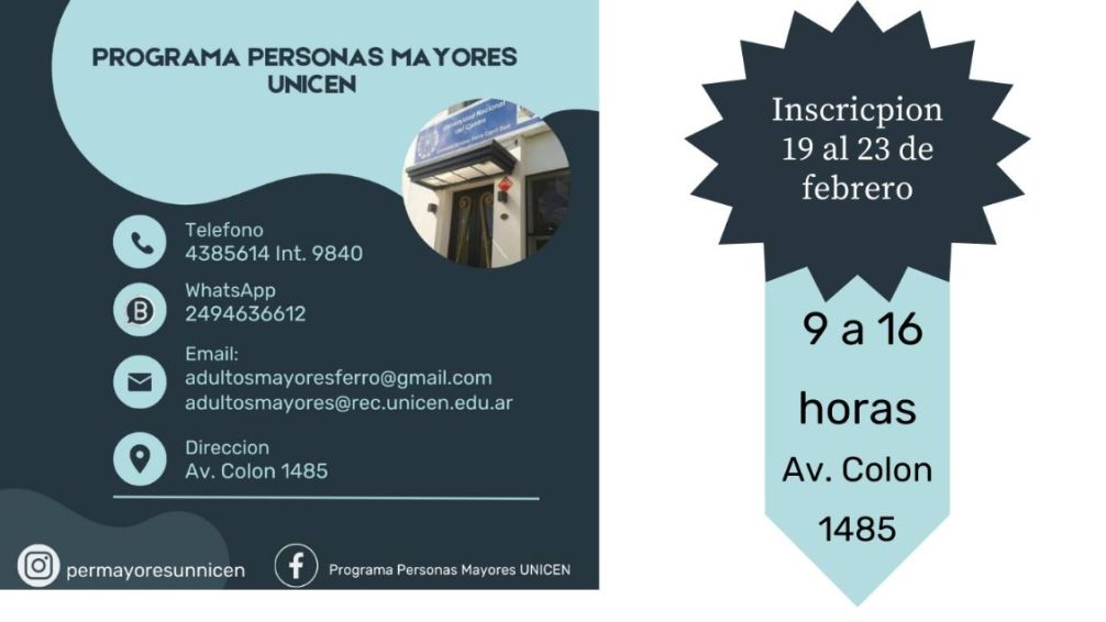 Del 19 al 23 de febrero UNICEN inscribe en sus cursos para adultos mayores