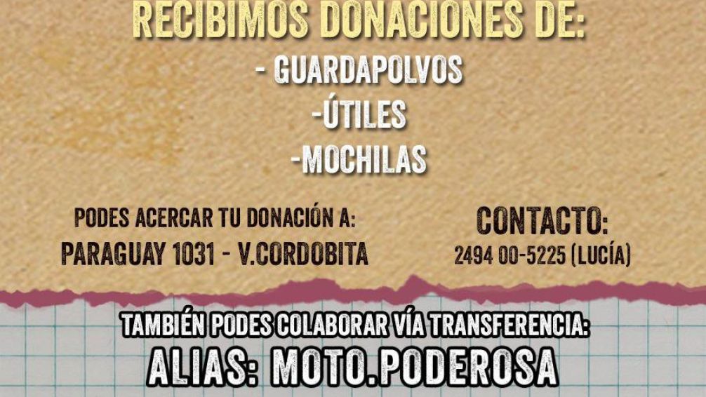 En Villa Cordobita reciben donaciones de útiles escolares 