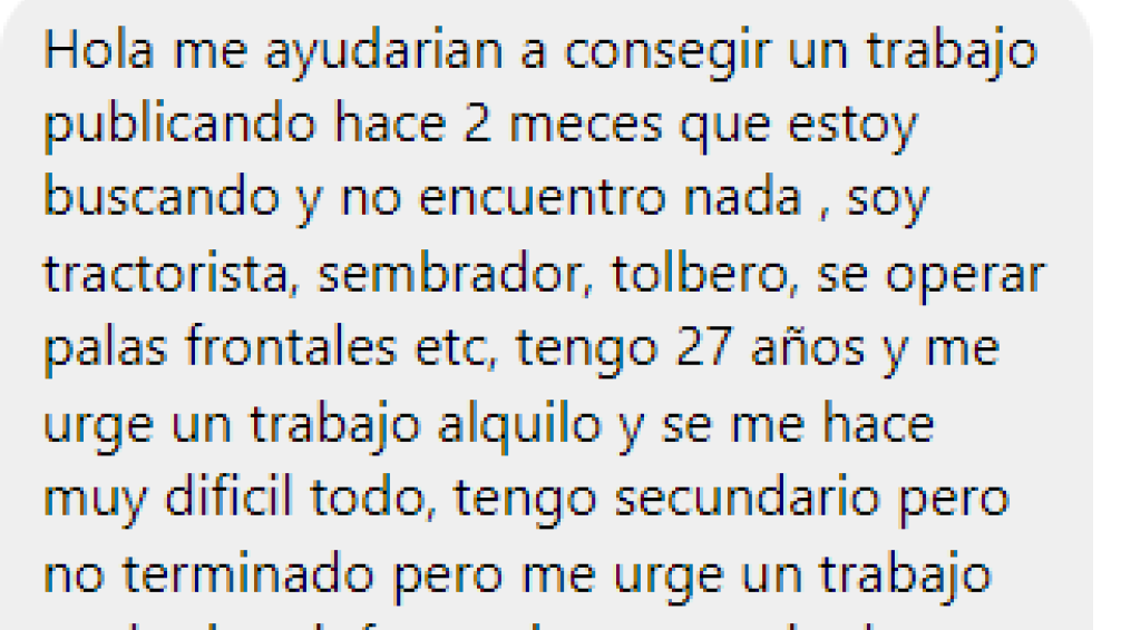 Tractorista busca trabajo urgente