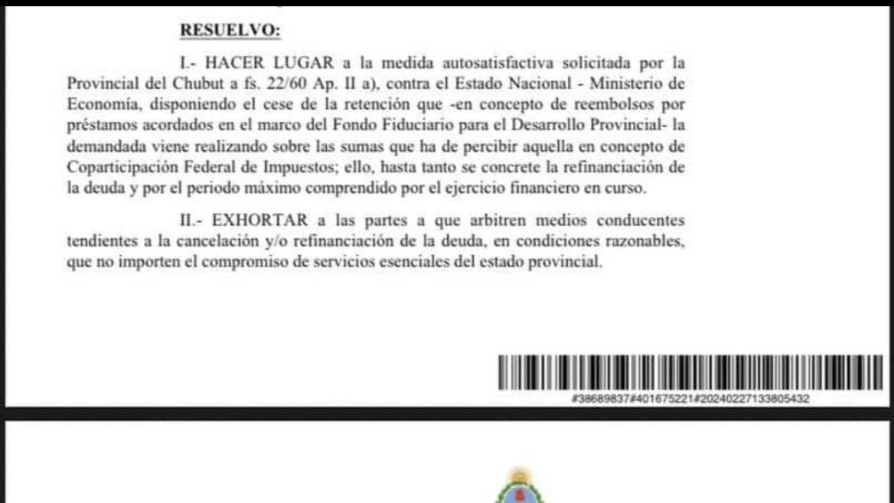 La Justicia le da la razón a Chubut y Milei recibe un duro revés